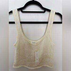 NEW Glassons Cream Knit Crop Tank Top - size L